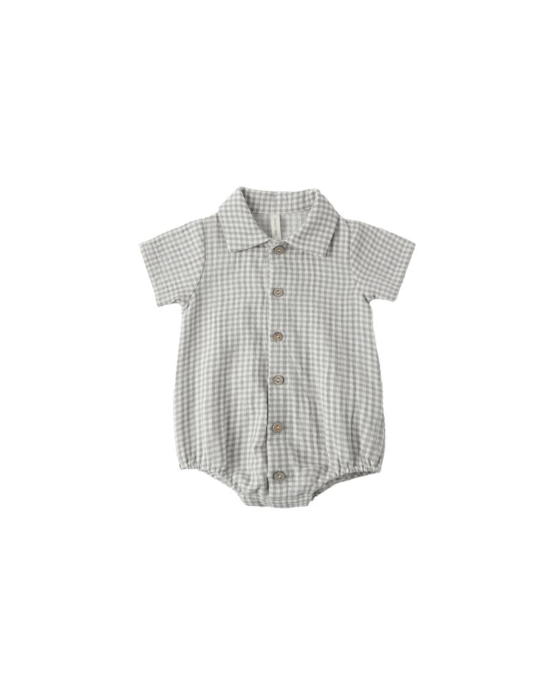 Matteo Romper || Sage Gingham by Quincy Mae