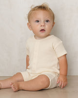 Waffle Snap Romper || Natural by Quincy Mae