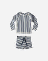 Boys Rashguard Set || Navy Stripe by Rylee + Cru