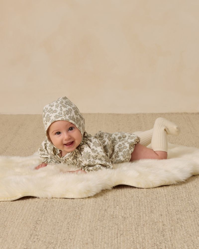 Woven Baby Bonnet || Green Floral by Quincy Mae