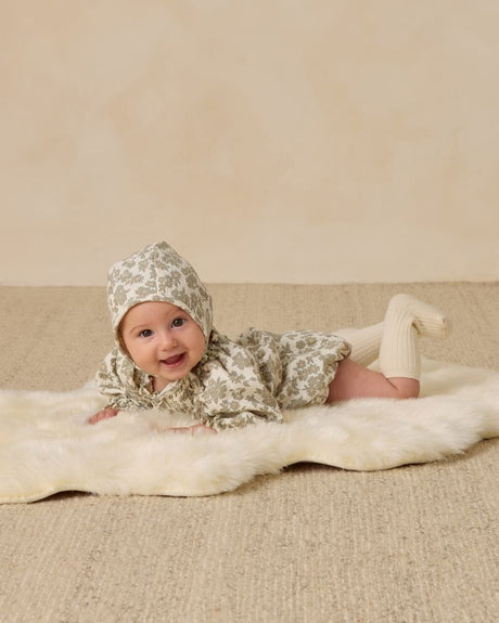 Woven Baby Bonnet || Green Floral by Quincy Mae
