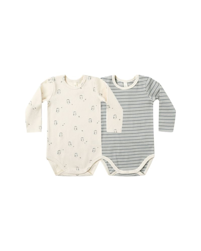 Ribbed Bodysuit || Owls by Quincy Mae