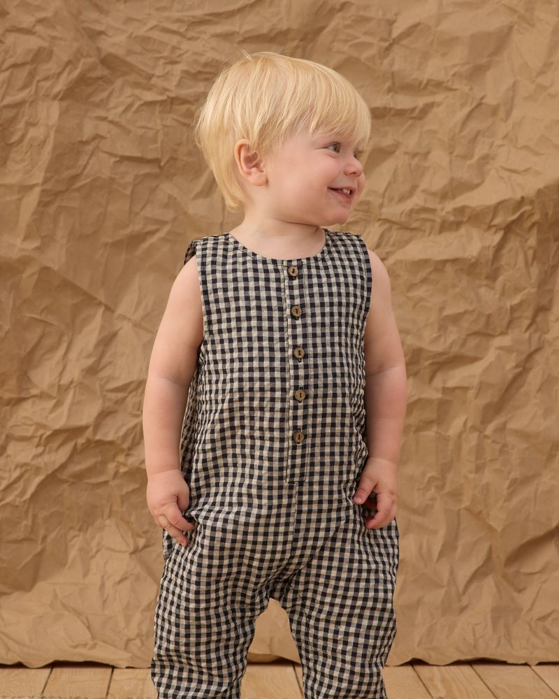 Button Jumpsuit || Black Check by Rylee + Cru