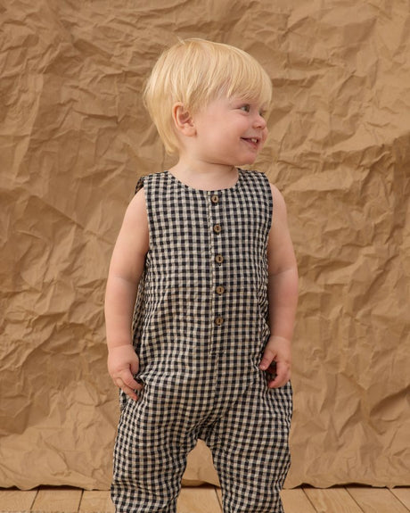Button Jumpsuit || Black Check by Rylee + Cru