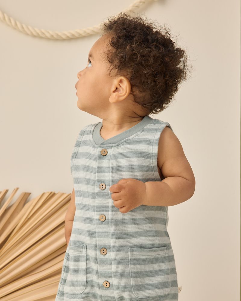 Summer Waffle Jumpsuit || Sea Green Stripe by Rylee + Cru