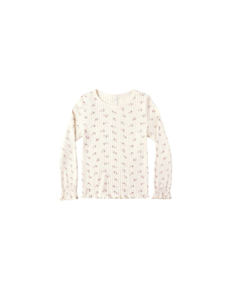 Ribbed Long Sleeve Top || Natural Ditsy by Rylee + Cru