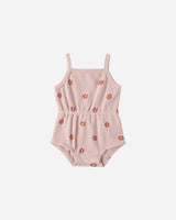 Waffle Cinch Romper || Pink Daisy by Quincy Mae