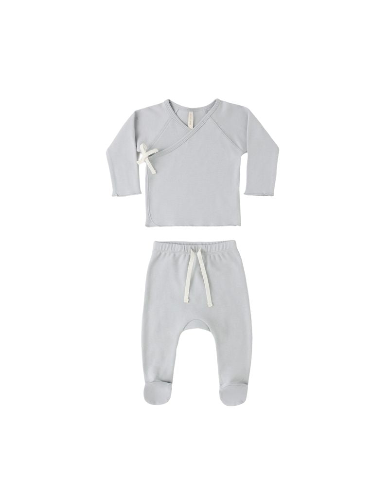 Wrap Top + Footed Pant Set || Sky by Quincy Mae