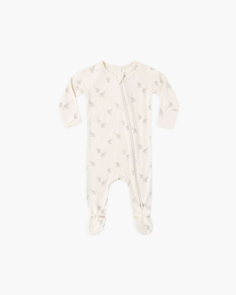 Bamboo Zip Footie || Elephants by Quincy Mae