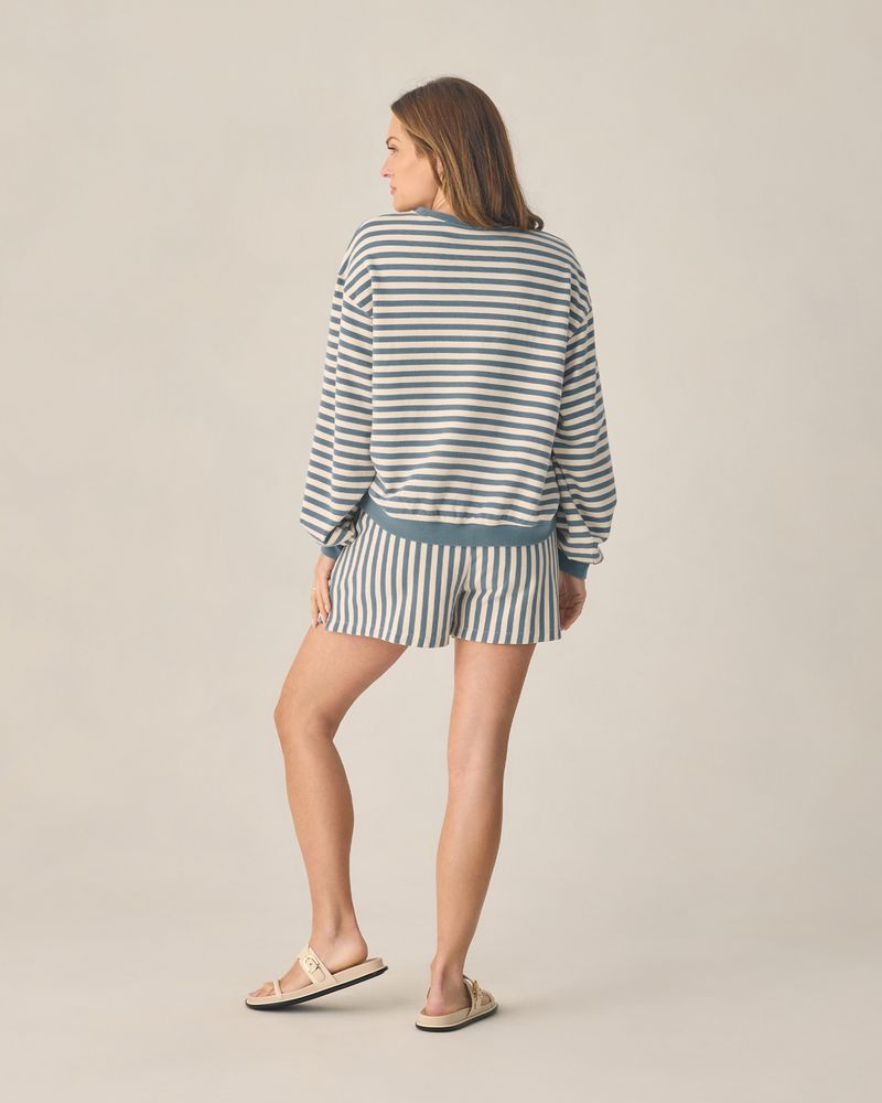 Oversized Crew + Short Set | Marine Stripe by Rylee + Cru
