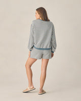 Oversized Crew + Short Set | Marine Stripe by Rylee + Cru