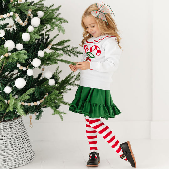 Peppermint Stripe Knit Tights by Little Stocking Co.