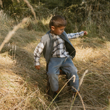 Organic Collared Long Sleeve Shirt- Plaid Checks by Makemake