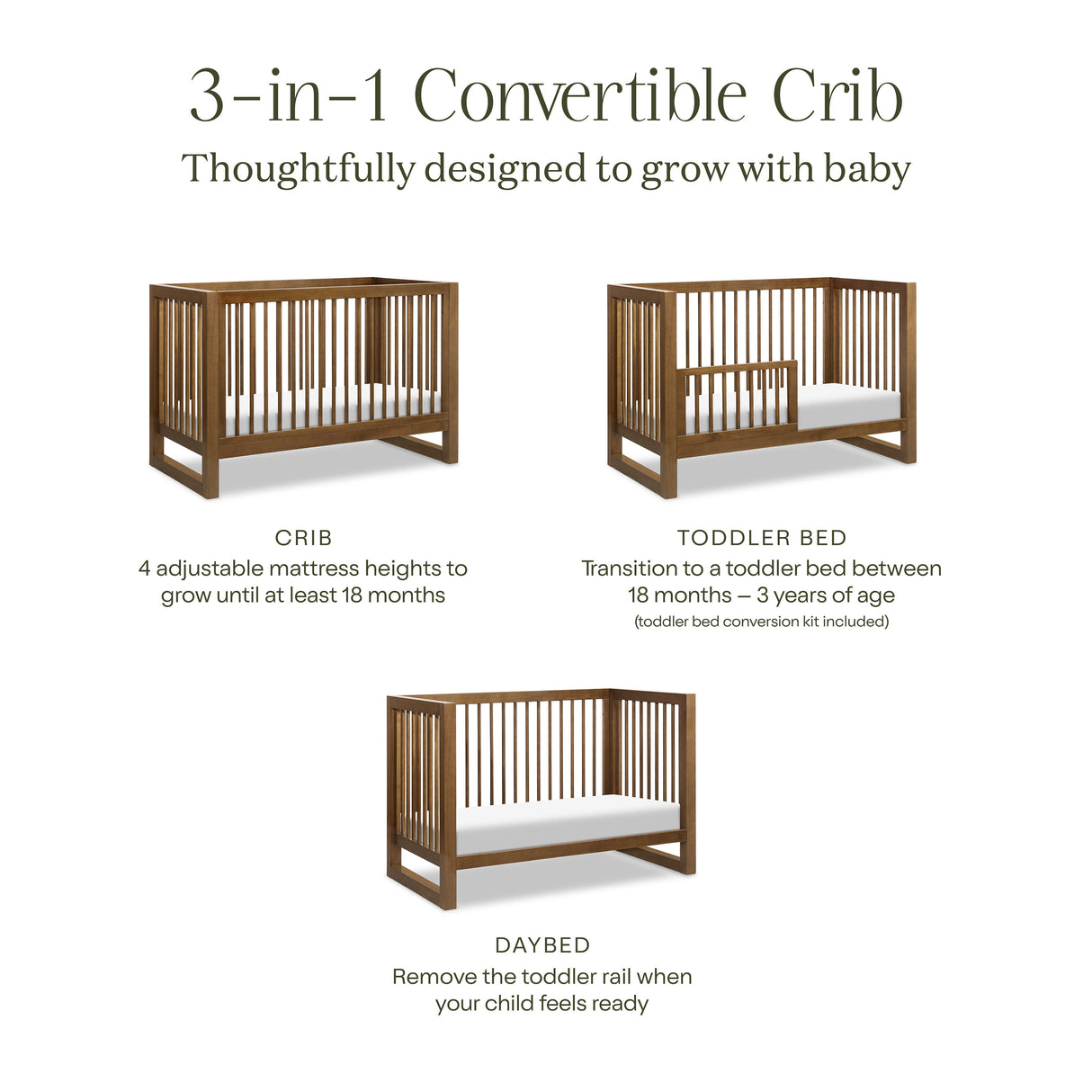 Namesake Nantucket 3-in-1 Convertible Crib with Toddler Bed Conversion Kit