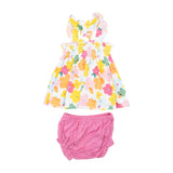 Ruffle Strap Smocked Top & Diaper Cover - Paper Floral by Angel Dear