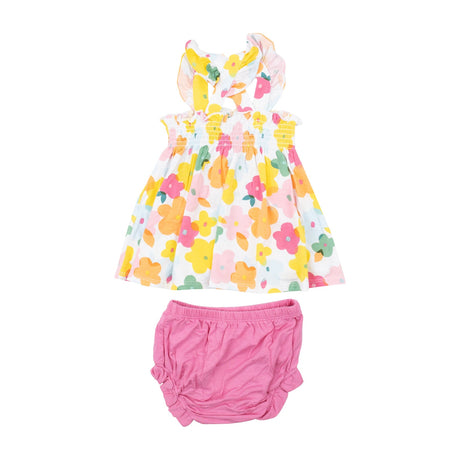 Ruffle Strap Smocked Top & Diaper Cover - Paper Floral by Angel Dear