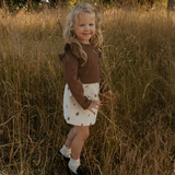 Organic Ruffle Long Sleeve- Dark Brown by Makemake