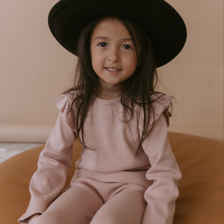 Organic Ruffle Long Sleeve- Dusty Rose by Makemake