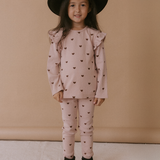 Organic Ruffle Long Sleeve- Hearts by Makemake