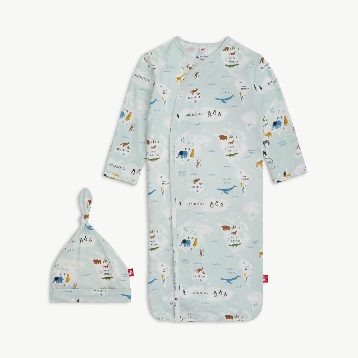 sea the world modal magnetic cozy sleeper gown + hat set by magnetic me