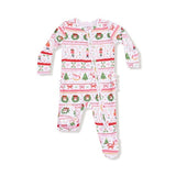 Angel Dear Sugar Plum Fairy Nutcracker Fair Isle Pink 2-Way Zipper Ruffle Back Footie
