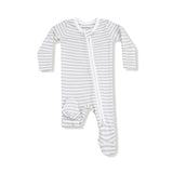 Angel Dear Basics Stripe Mineral- Grey/White 2-Way Zipper Footie