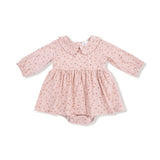 Angel Dear Carrie Floral Pink Bamboo Long Sleeve Peter Pan Collar Bubble with Skirt