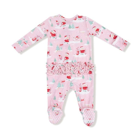 Golfing Mrs. Claus and Elves 2-Way Zipper Ruffle Back Footie by Angel Dear