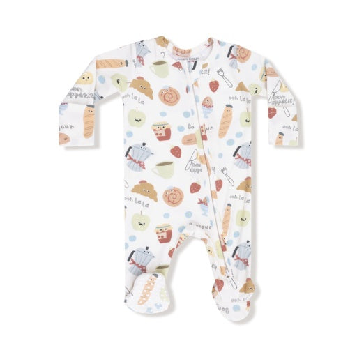 Angel Dear Bonjour Breakfast 2-Way Zipper Footie