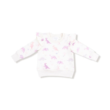 Angel Dear Soft Dinos- French Terry Purple Ruffle Sweatshirt and Jogger Pant