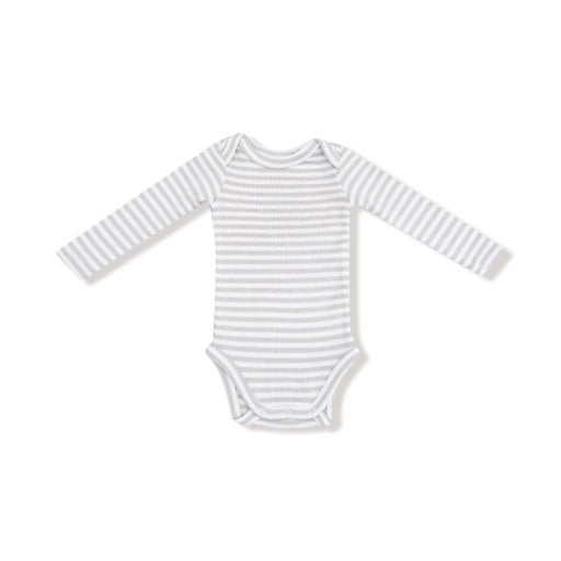 Angel Dear Basics Stripe Mineral- Grey/White Lap Shoulder Bodysuit