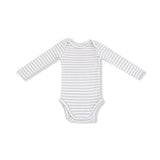 Angel Dear Basics Stripe Mineral- Grey/White Lap Shoulder Bodysuit