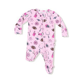 Angel Dear Game day Pink 2-Way Zipper Ruffle Back Footie