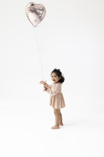 Carrie Floral Pink Bamboo Long Sleeve Peter Pan Collar Bubble w/ Skirt by Angel Dear