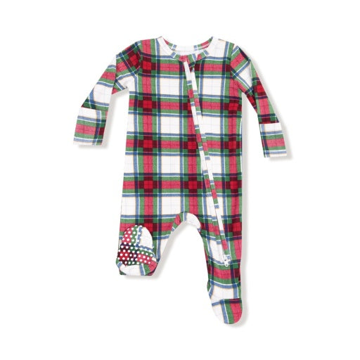Holiday Plaid 2-Way Zipper Footie by Angel Dear