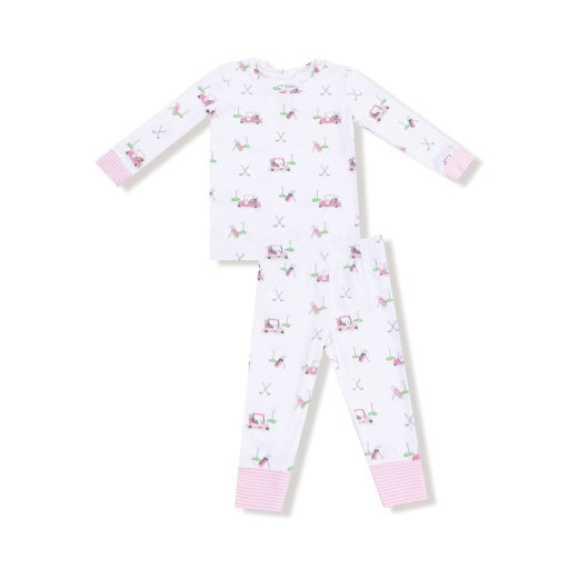 Angel Dear Baby Golf Carts Pink L/S Loungewear Set