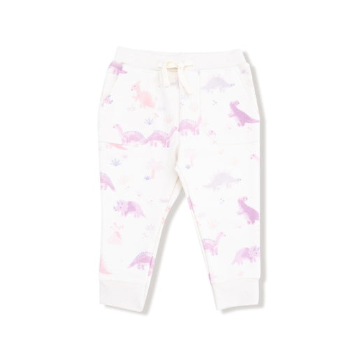 Angel Dear Soft Dinos- French Terry Purple Ruffle Sweatshirt and Jogger Pant