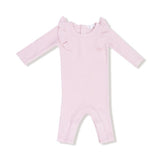 Angel Dear Basics Veiled Pink Long Sleeve Ruffle Romper