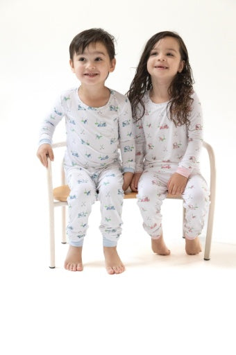 Angel Dear Baby Golf Carts Pink L/S Loungewear Set