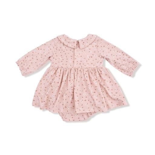 Angel Dear Carrie Floral Pink Bamboo Long Sleeve Peter Pan Collar Bubble with Skirt
