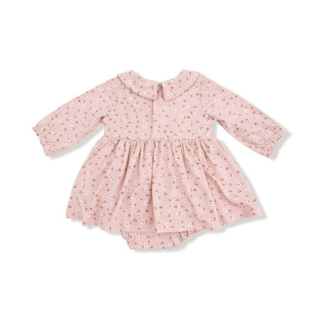 Carrie Floral Pink Bamboo Long Sleeve Peter Pan Collar Bubble w/ Skirt by Angel Dear