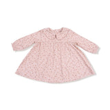 Angel Dear Carrie Floral Pink Bamboo Simple Long Sleeve Peter Pan Collar Dress + Diaper Cover