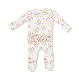 Angel Dear Floral Owl Families 2-Way Ruffle Zipper Footie