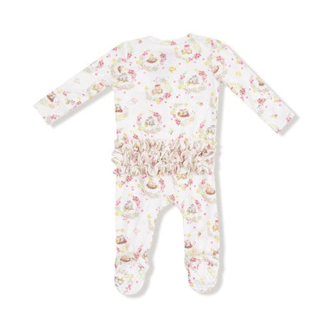 Angel Dear Floral Owl Families 2-Way Ruffle Zipper Footie
