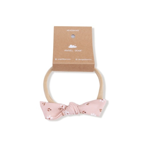 Angel Dear Carrie Floral Pink Bamboo Bow with Nylon Headband