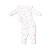 Angel Dear Soft Dinos- French Terry Purple Ruffle Sweatshirt and Jogger Pant