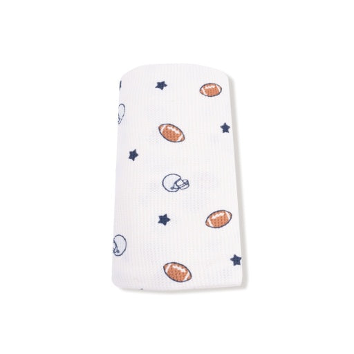 Angel Dear Footballs and Stars Swaddle Blanket