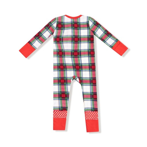 Holiday Plaid 2-Way Zipper Romper by Angel Dear