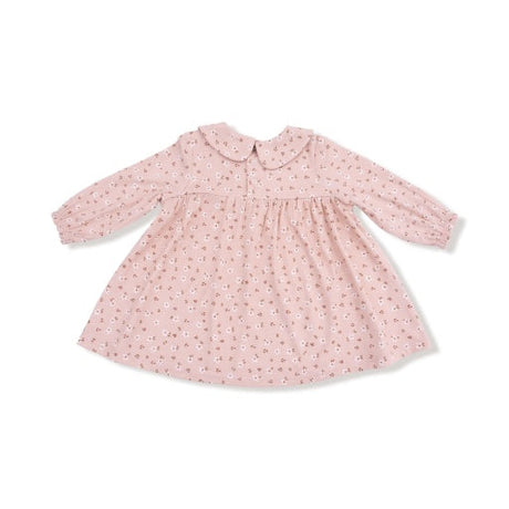 Angel Dear Carrie Floral Pink Bamboo Simple Long Sleeve Peter Pan Collar Dress + Diaper Cover