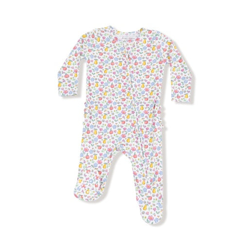 Angel Dear Fall Fruit Floral 2-Way Zipper Ruffle Back Footie